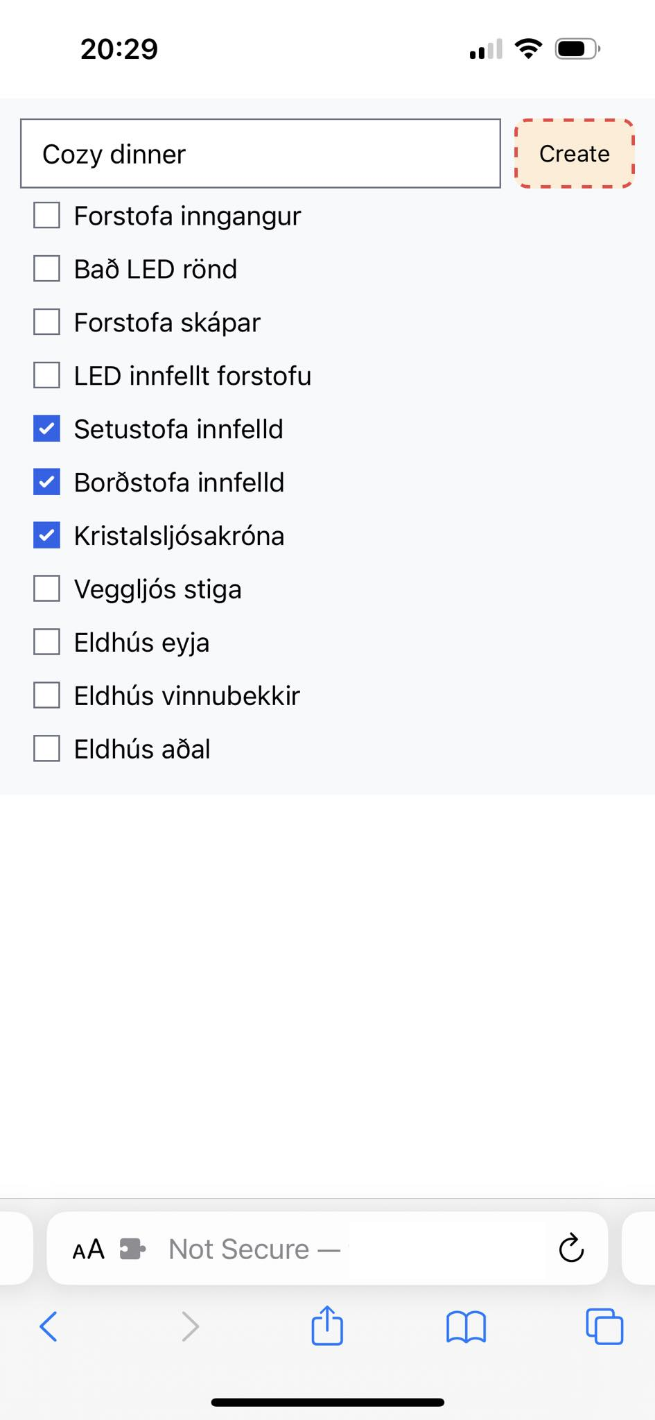 Create a scene; give it a name and choose which lights it will affect, and it will later apply the same state to lights as they currently have